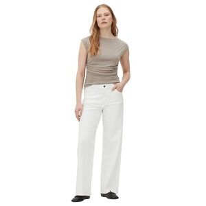 The Primark Edit White Denim Wide Leg Jeans Sz‎ 6 Classic Preppy Minimalist